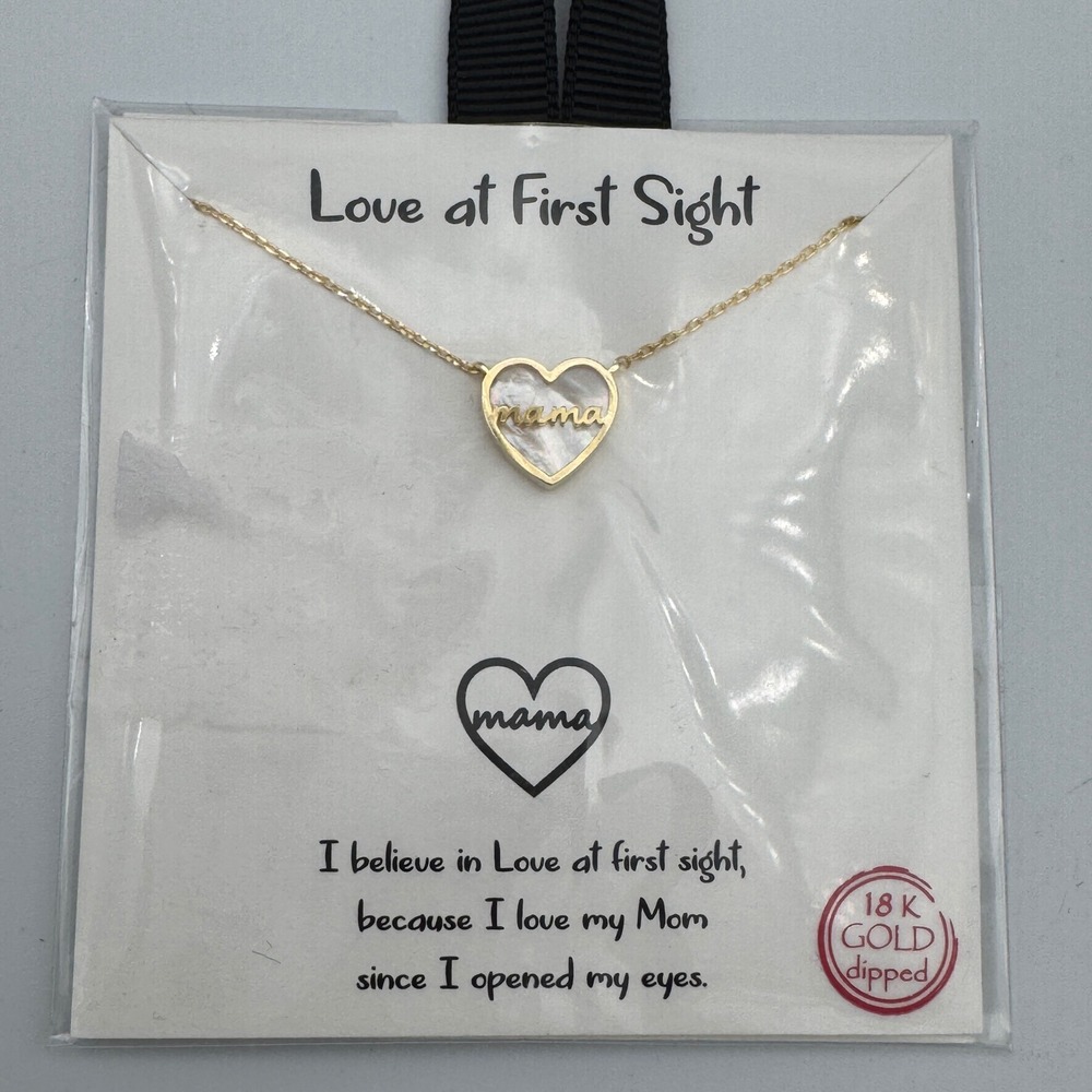 Blue Sky Mama Heart Necklace‎ 18K Gold Dipped Mother of Pearl